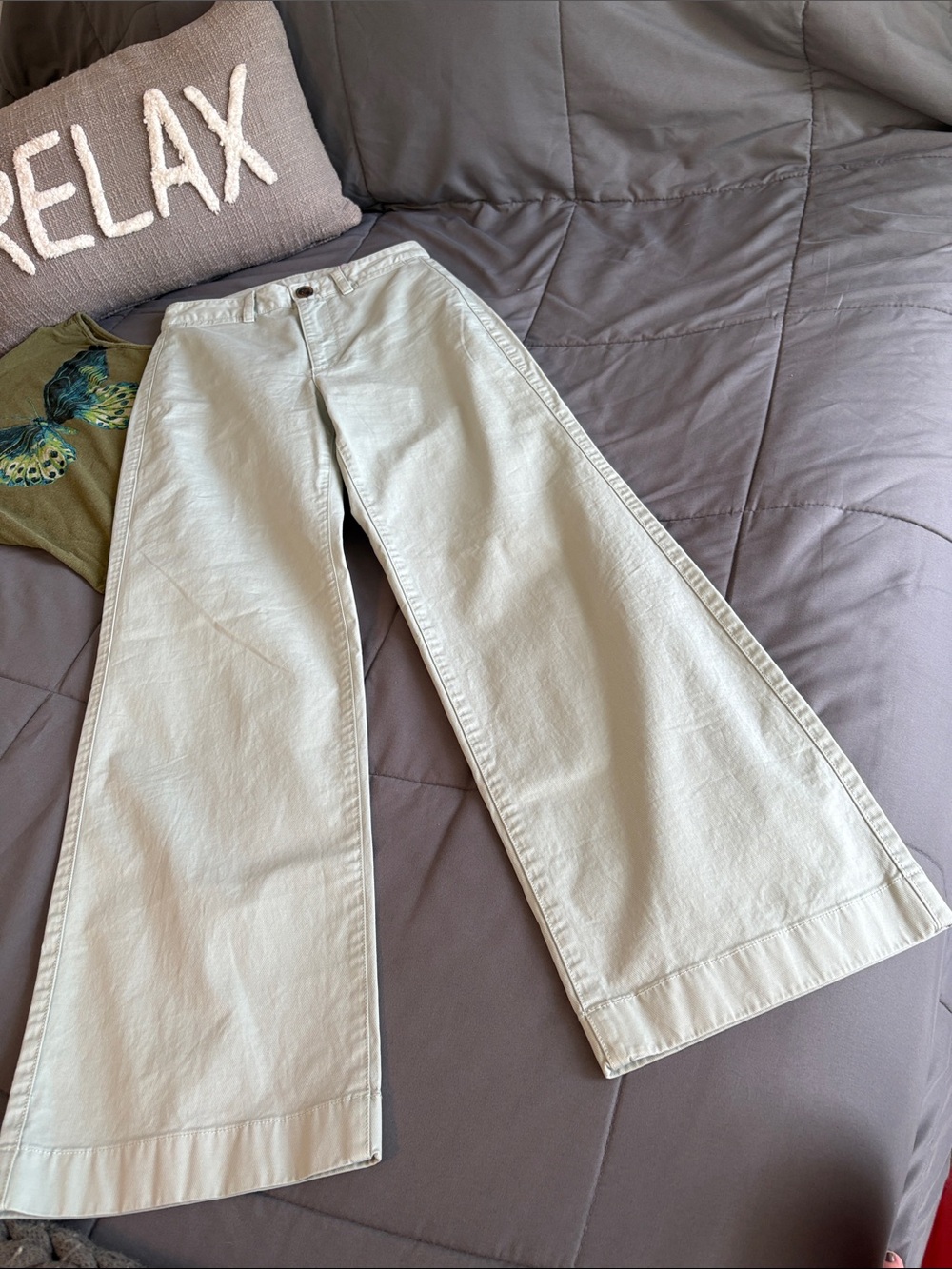 GAP Wide-Leg High Rise Stride Ankle Pants Light Mint 00 Jeans NEW Spring Preppy - Picture 5 of 8